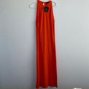 Orange Sleeveless Halter Maxi Dress for Cocktail Events